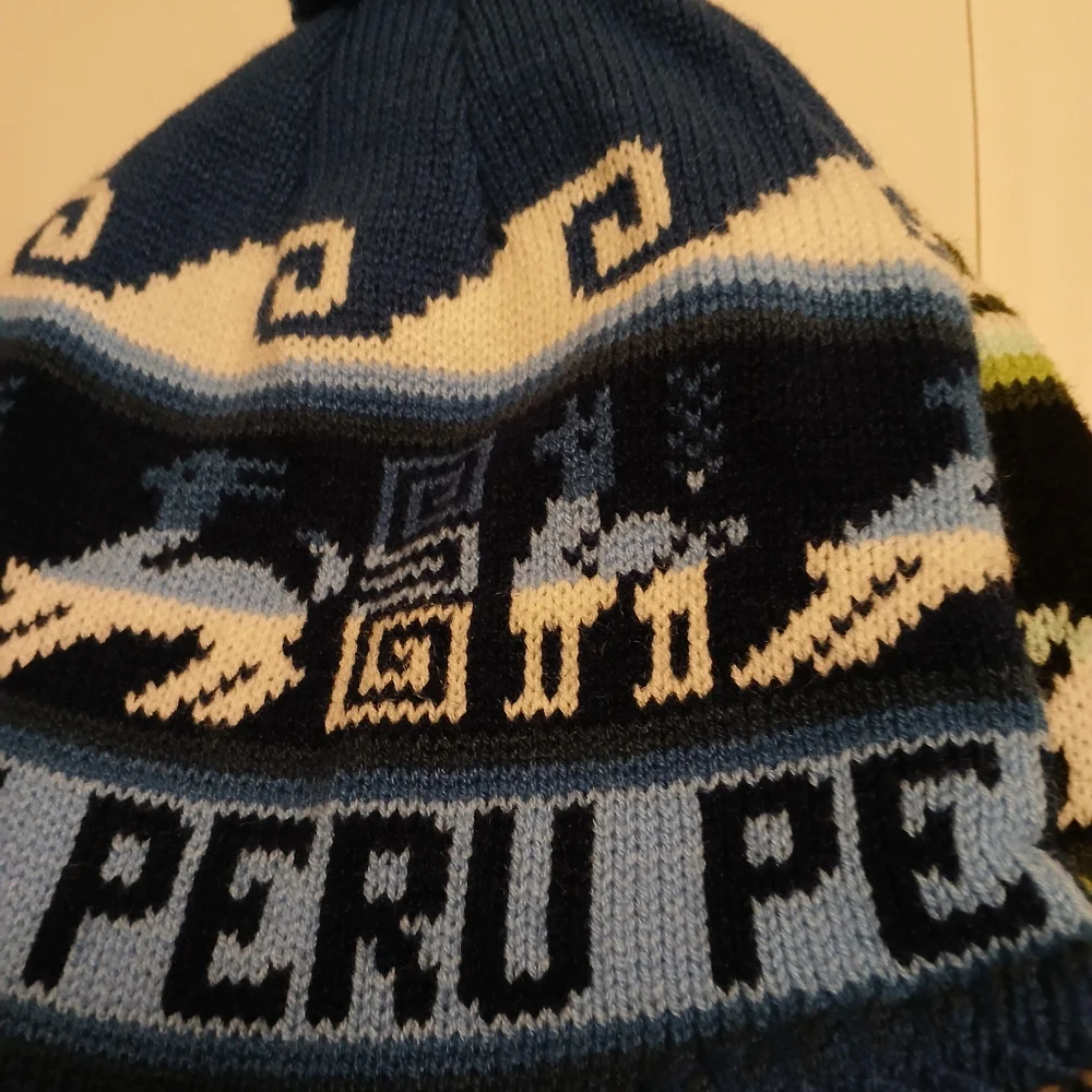 Unisex Womens Mens Winter Beanie Hat Logo PERU Blue New Lining - Picture 11 of 11